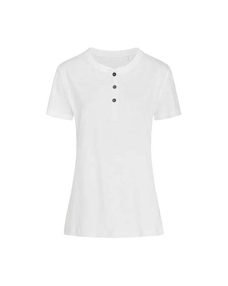 Crew neck T-shirt with buttons for women